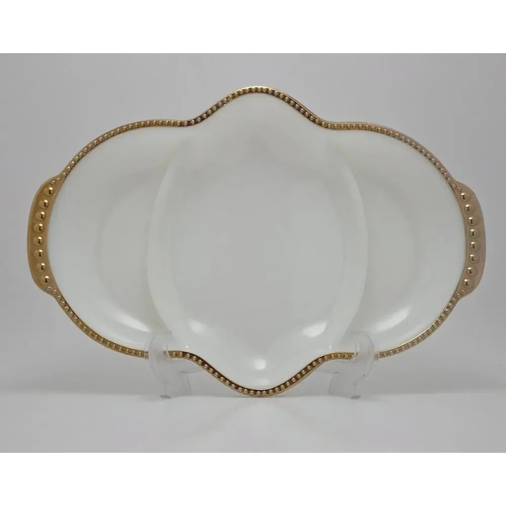 Fire King Anchor Hocking Milk Glass Relish Tray Divided Dish